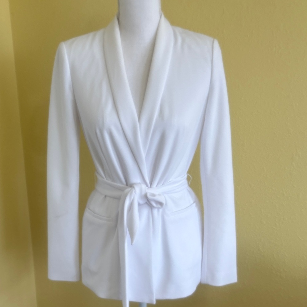 White House Black Market White Blazer with Tie Waist